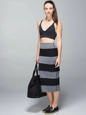 Lululemon yoga over striped pencil skirt
